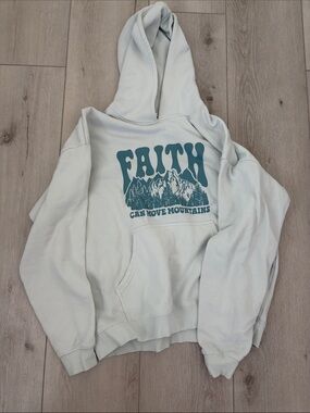 Faith Graphic Hoodie in Light Sage